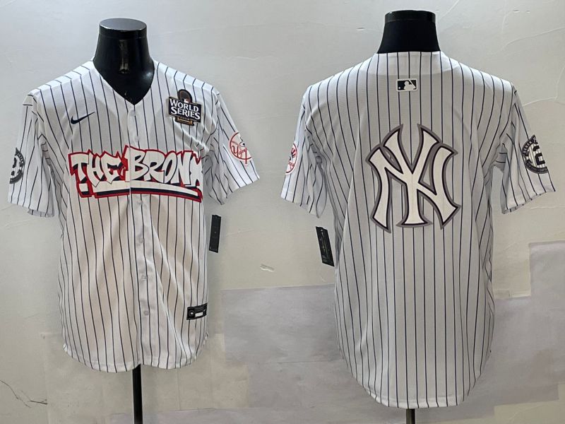 Men New York Yankees Blank White Stripe four generations Joint Name 2025 Nike MLB Jersey style 8